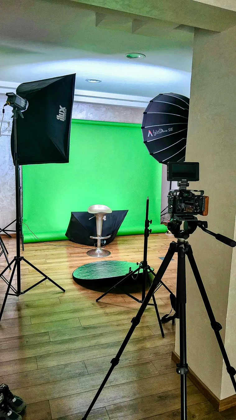 Plateau fond vert pour la production vidéo